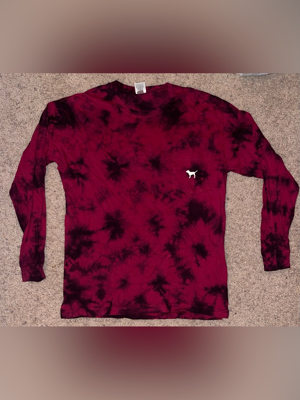 PINK Victoria's Secret Tie-Dye Long Sleeve Tee - Burgundy & Black